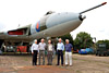 83 Sqn 'Morgan Crew' who first met in January 1965, and still meet regularly; in this shot at XM655 near Stratford.  They are L-R Plotter Pete Adams, Co-pilot Terry Rogers, Captain Alun Morgan, Radar self, AEO Stef Episcopo [Chris Reid][Chris Reid]